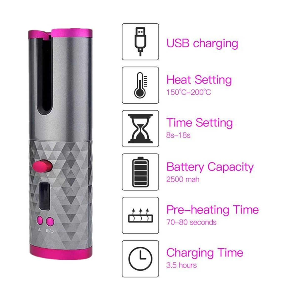 CORDLESS AUTOMATIC HAIR CURLER