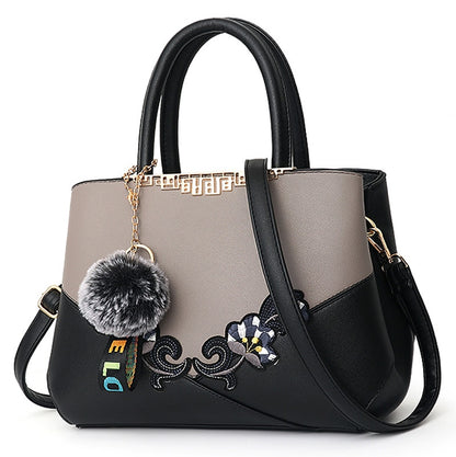 Denise Leather Embroidered Messenger Tote Bag