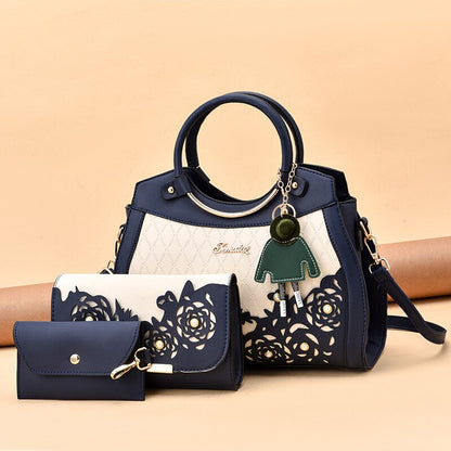 Composite Hollow Out Ombre Floral Print Shoulder Handbag