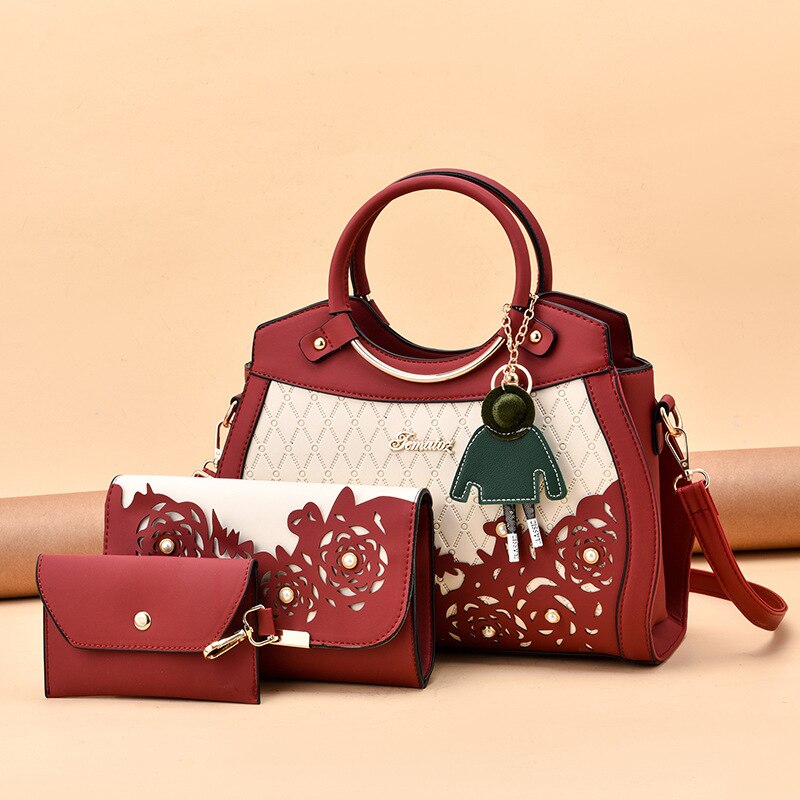 Composite Hollow Out Ombre Floral Print Shoulder Handbag