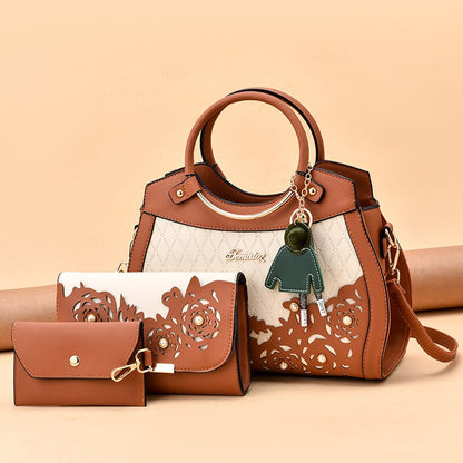 Composite Hollow Out Ombre Floral Print Shoulder Handbag