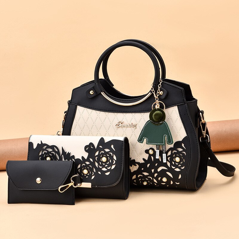 Composite Hollow Out Ombre Floral Print Shoulder Handbag