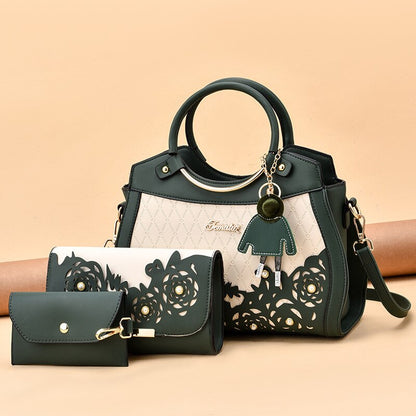 Composite Hollow Out Ombre Floral Print Shoulder Handbag
