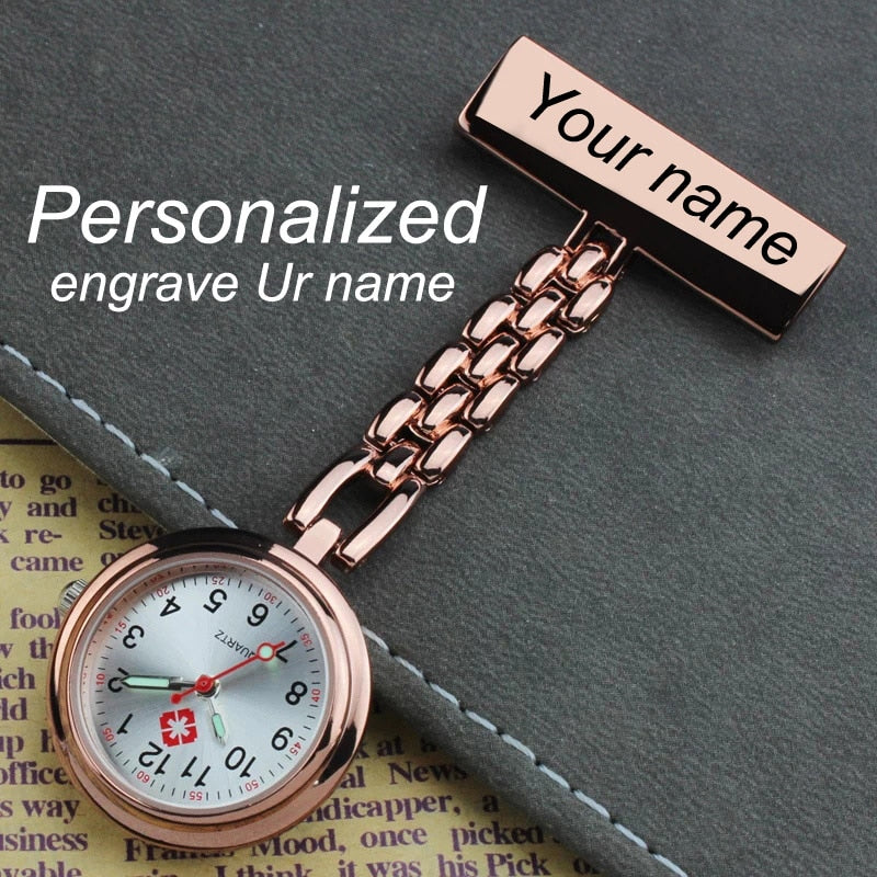 MEDICAL TIME - Personalized Brooch Watch for Caregivers (Gift Box with Engraving)