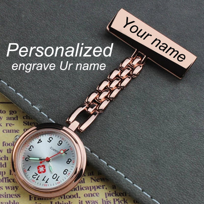 MEDICAL TIME - Personalized Brooch Watch for Caregivers (Gift Box with Engraving)