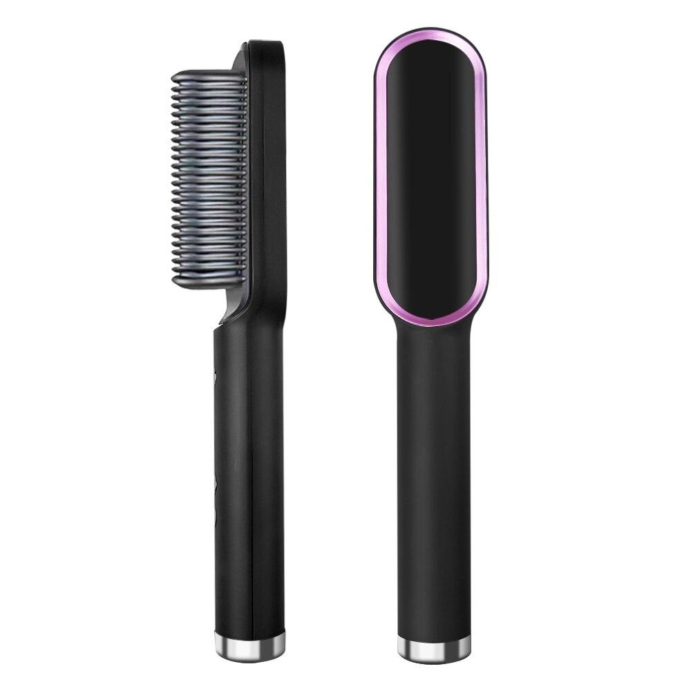 Brush hair straightener
