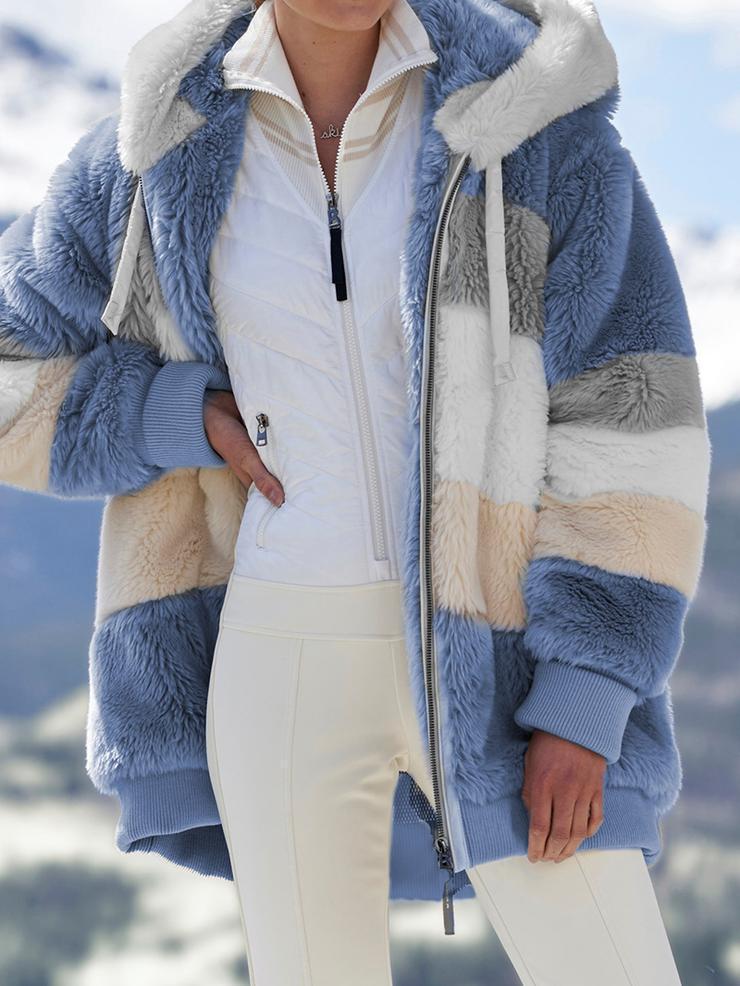 New winter Fashion Women's Coat  Loose Plush Multicolor Hooded Jacket