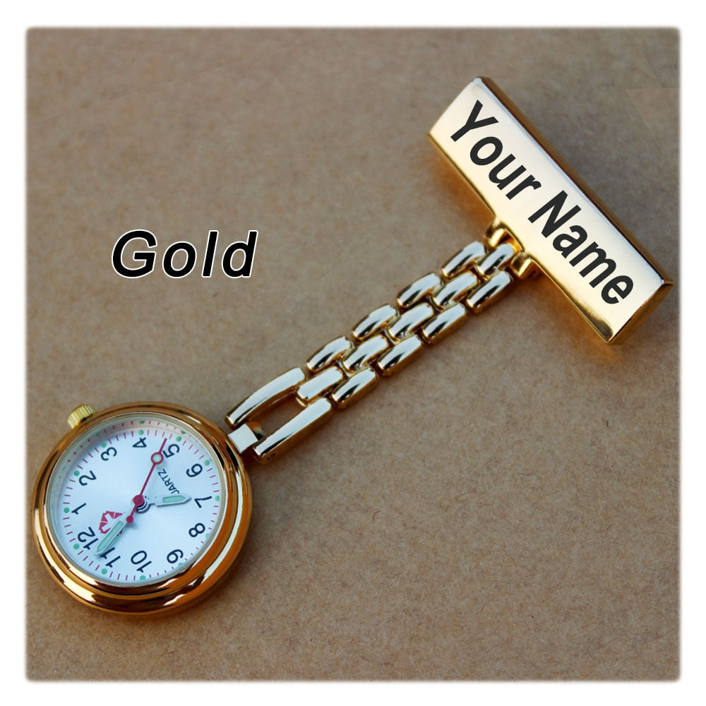 MEDICAL TIME - Personalized Brooch Watch for Caregivers (Gift Box with Engraving)