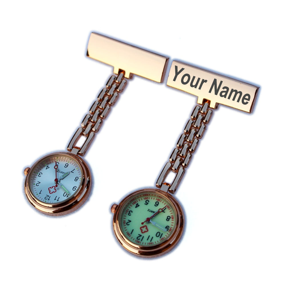 MEDICAL TIME - Personalized Brooch Watch for Caregivers (Gift Box with Engraving)