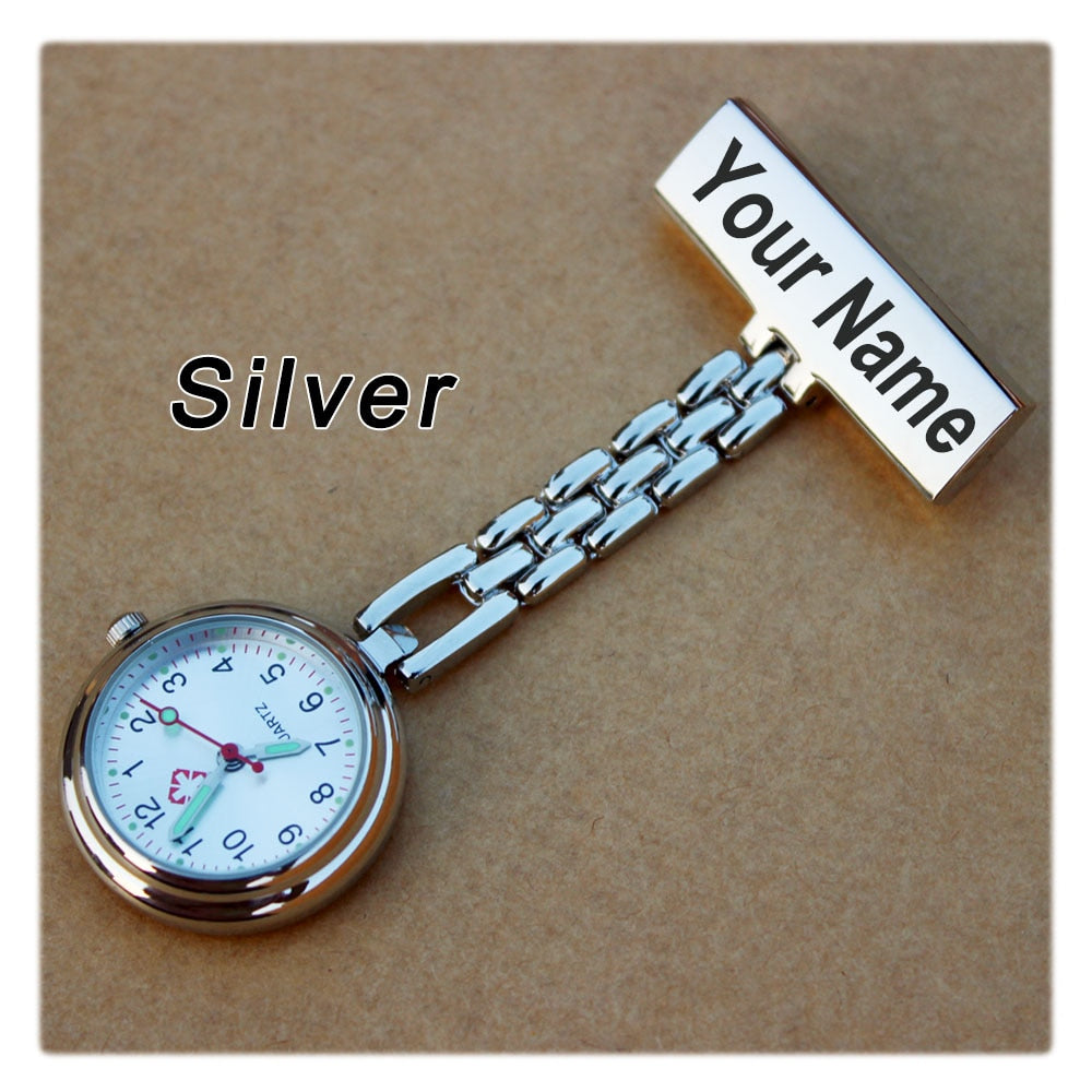 MEDICAL TIME - Personalized Brooch Watch for Caregivers (Gift Box with Engraving)