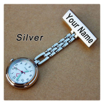 MEDICAL TIME - Personalized Brooch Watch for Caregivers (Gift Box with Engraving)